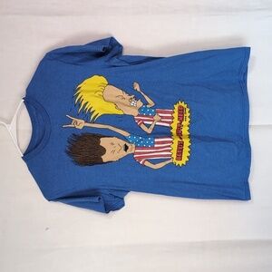 Beavis and Butthead Blue Graphic Short Sleeve Tee Size Medium